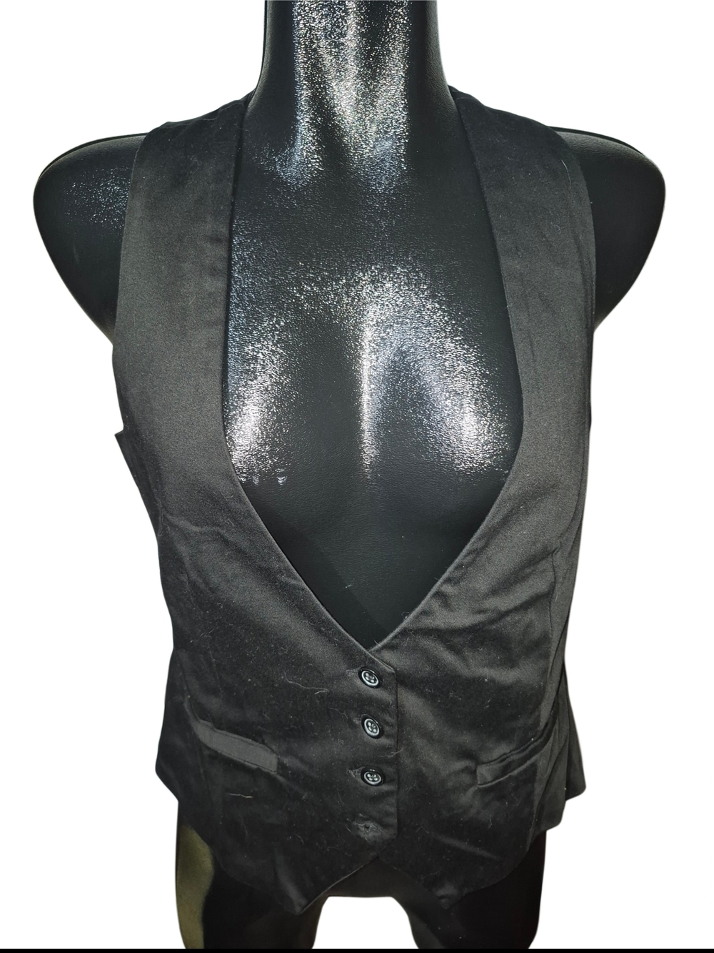 Vintage 90's Smart Set Women's Black Tailored Button-Front Waistcoat Vest Size L
